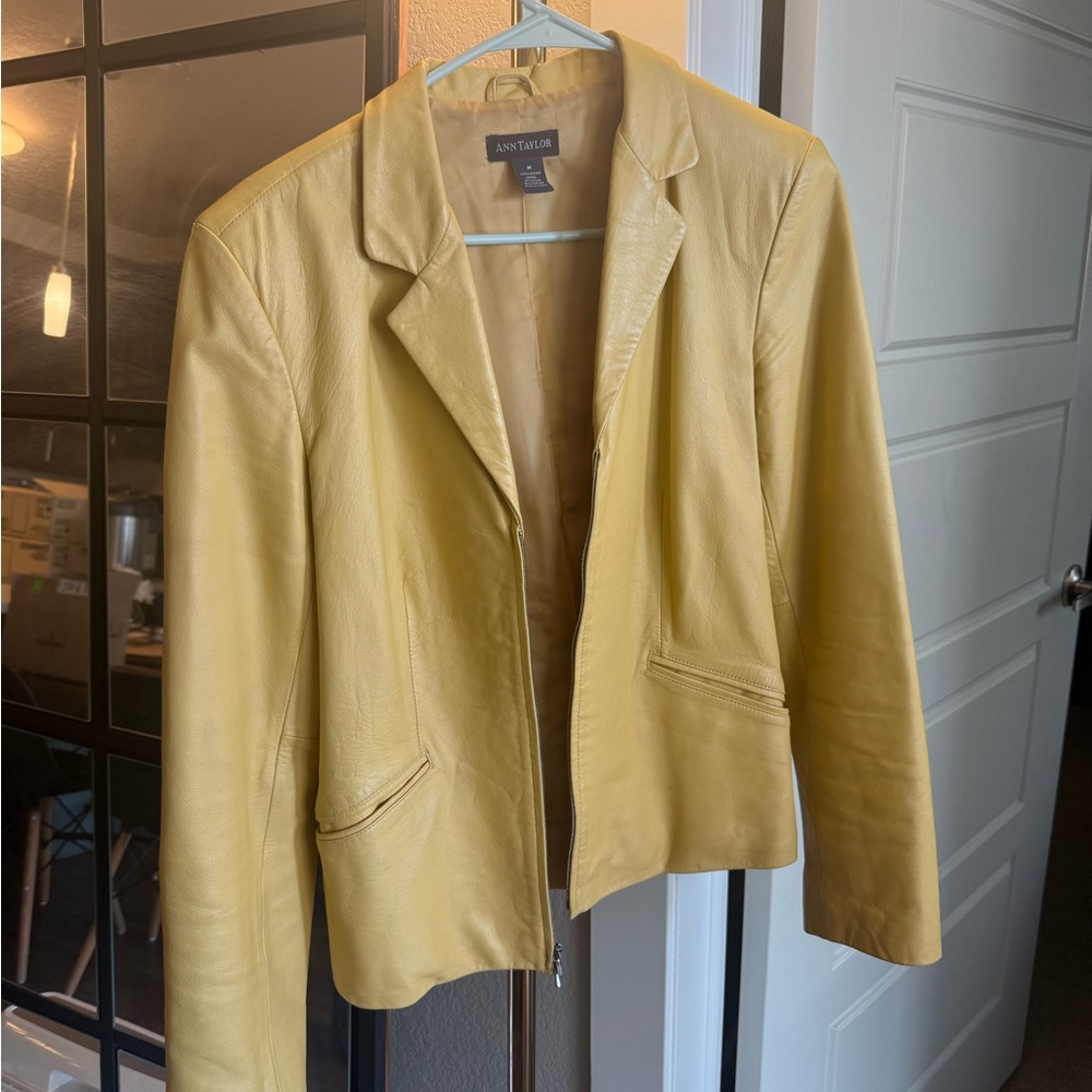 100% Leather Ann Taylor Yellow Jacket